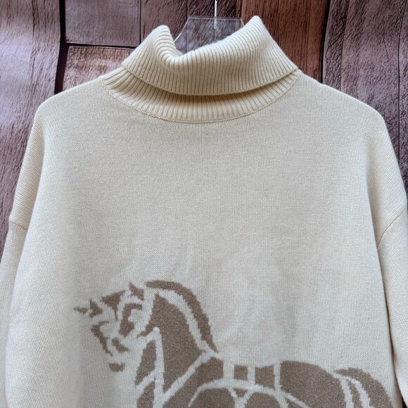 Coach Sweater Turtleneck Horse and Carriage Wool Cashmere Blend Medium Cream - Picture 3 of 10